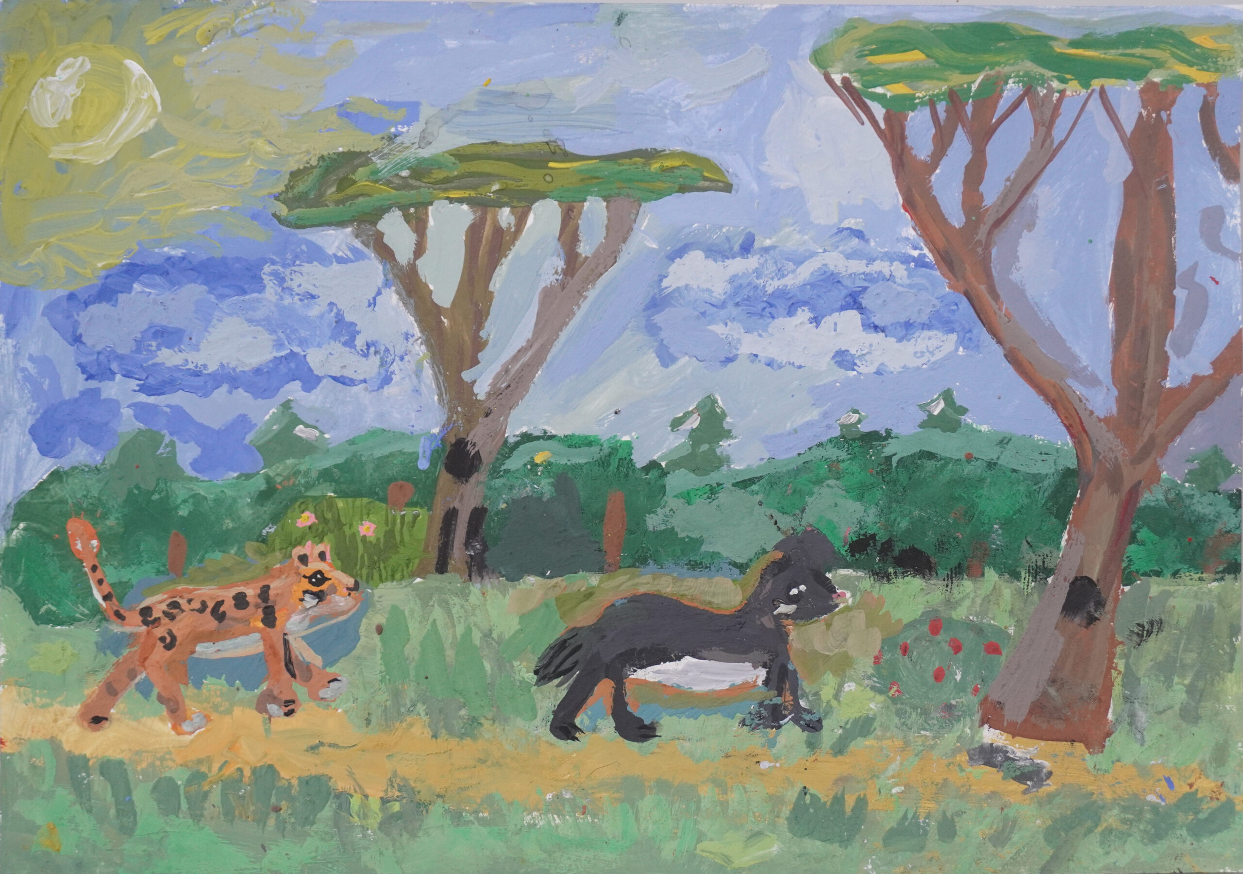 Иллюстрация к африканской сказке «Шакал и Леопард»